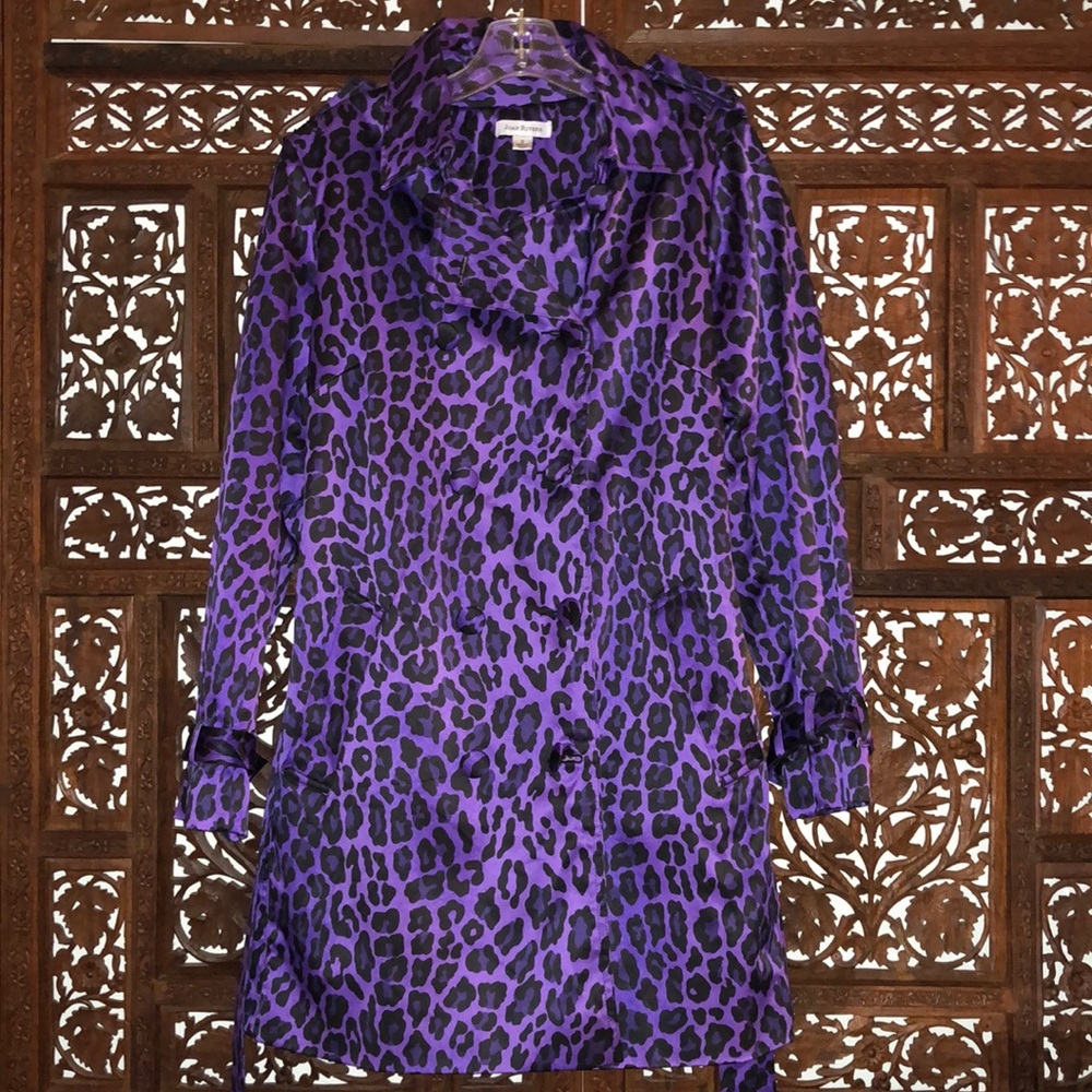 Vintage cheetah print, shimmery purple trenchcoat